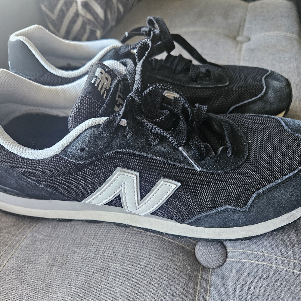 New Balance Black and White Sneakers with Suede and Mesh